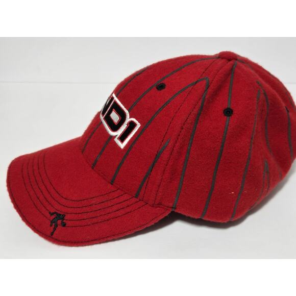 AND1 YOUTH Baseball Cap Hat Wool Blend Red Pinstripe Adjustable Back NEW - Picture 3 of 9